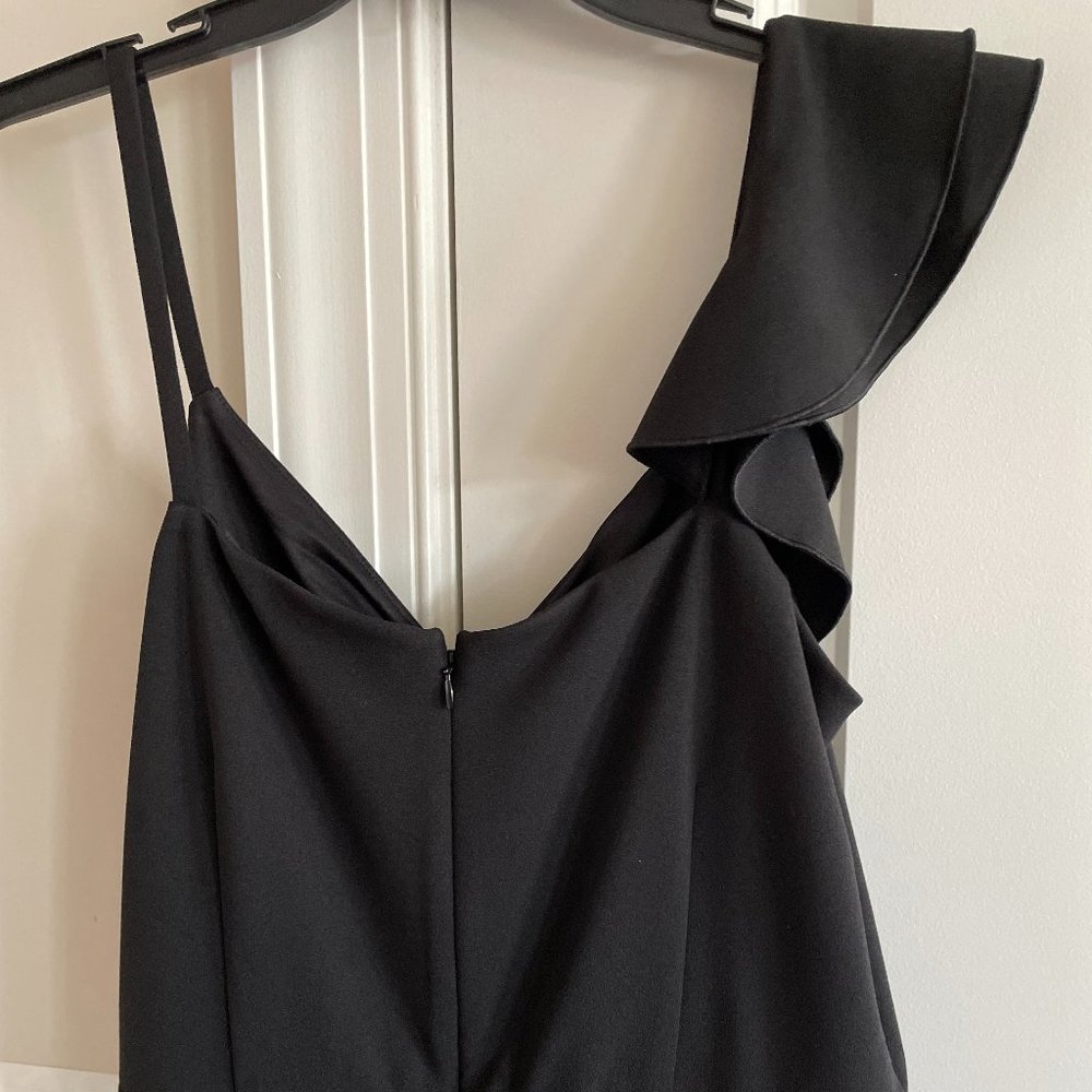 Rachel Roy Black One Shoulder Ruffle Wide Leg Crop  Reed Jumpsuit SZ XL NEW Tags - Picture 4 of 6
